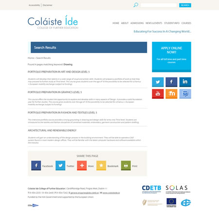 Colaiste Ide Website - Search Results