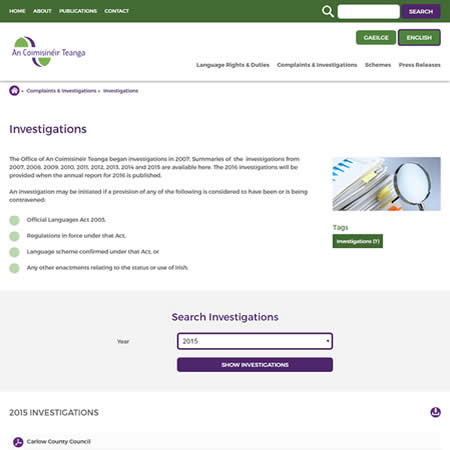 An Coimisinéir Teanga - Investigations