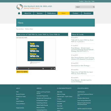 Exchange House Website - News Item