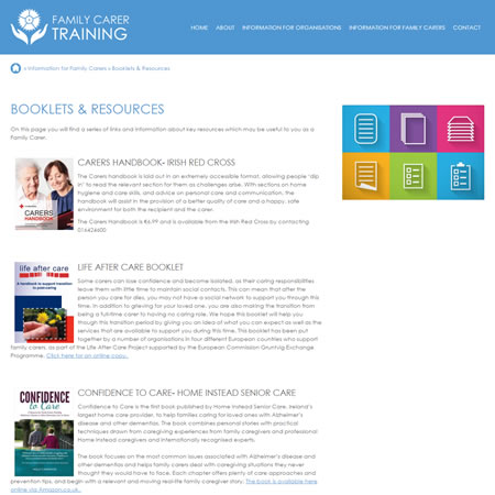 Family Carer Training - Content Page